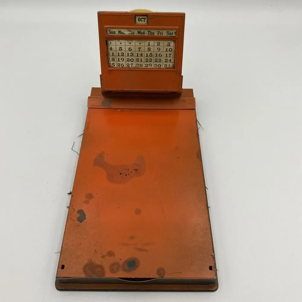 Antique JEMCO‎ Phonedex Brass Salesman Clipboard Advertising Perpetual Calendar